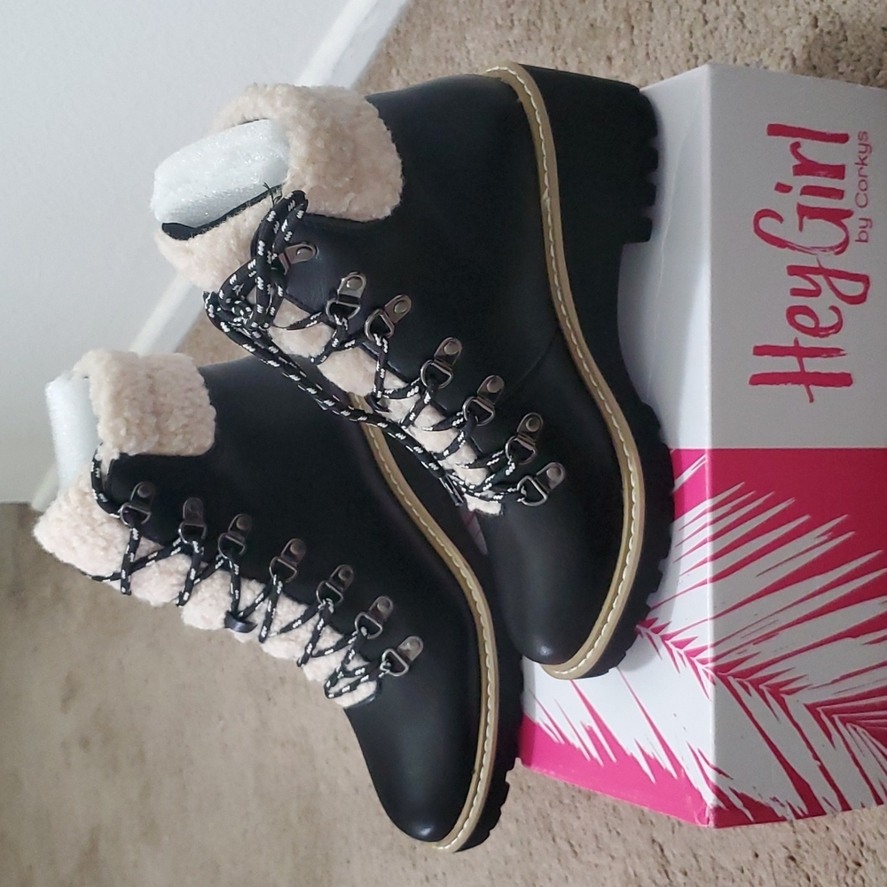 Brand New Hey Girl by Corky's Faux Sherpa Hiking Style Boot